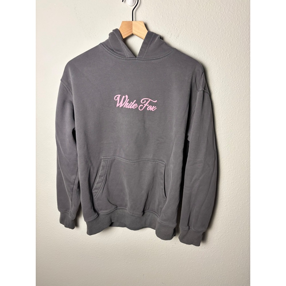 White Fox Season 7 Oversized Hoodie Monument Gray Pink Logo S/M